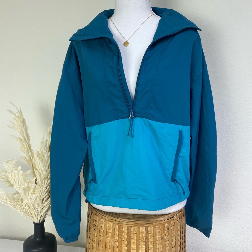 NWT All in Motion Quarter Zip Packable Windbreaker Jacket Vibrant Blue